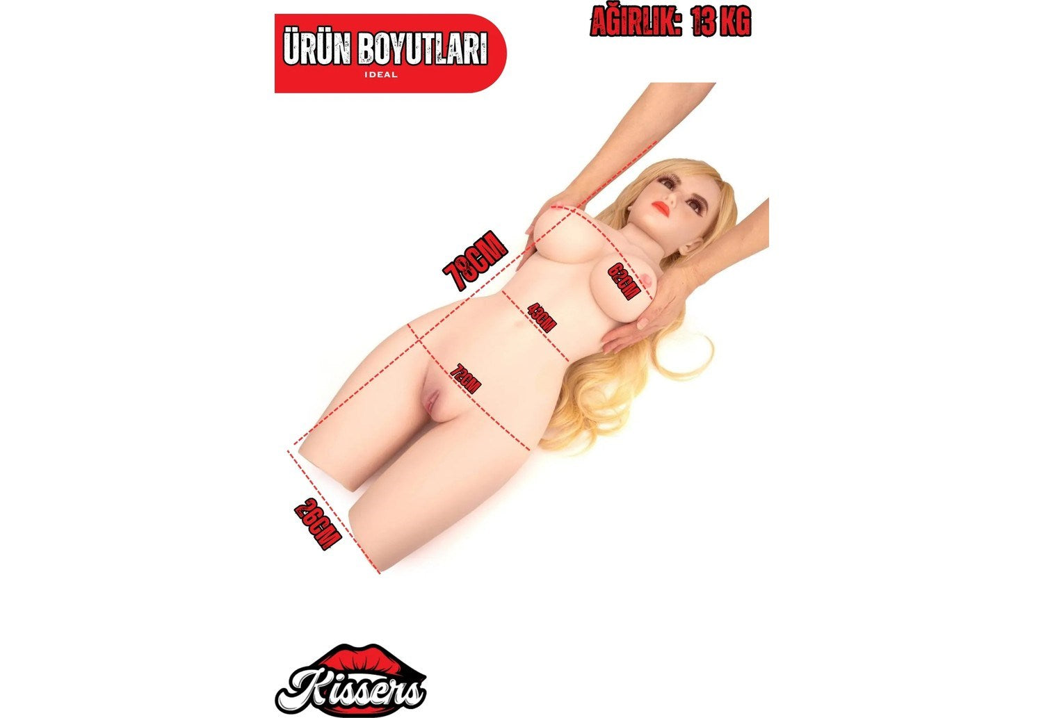 Yeni Nesil Anal Vajinal Oral Işlevli Isıtmalı Titreşimli Yarım Vucüt Realistik Manken 13 kg Grace