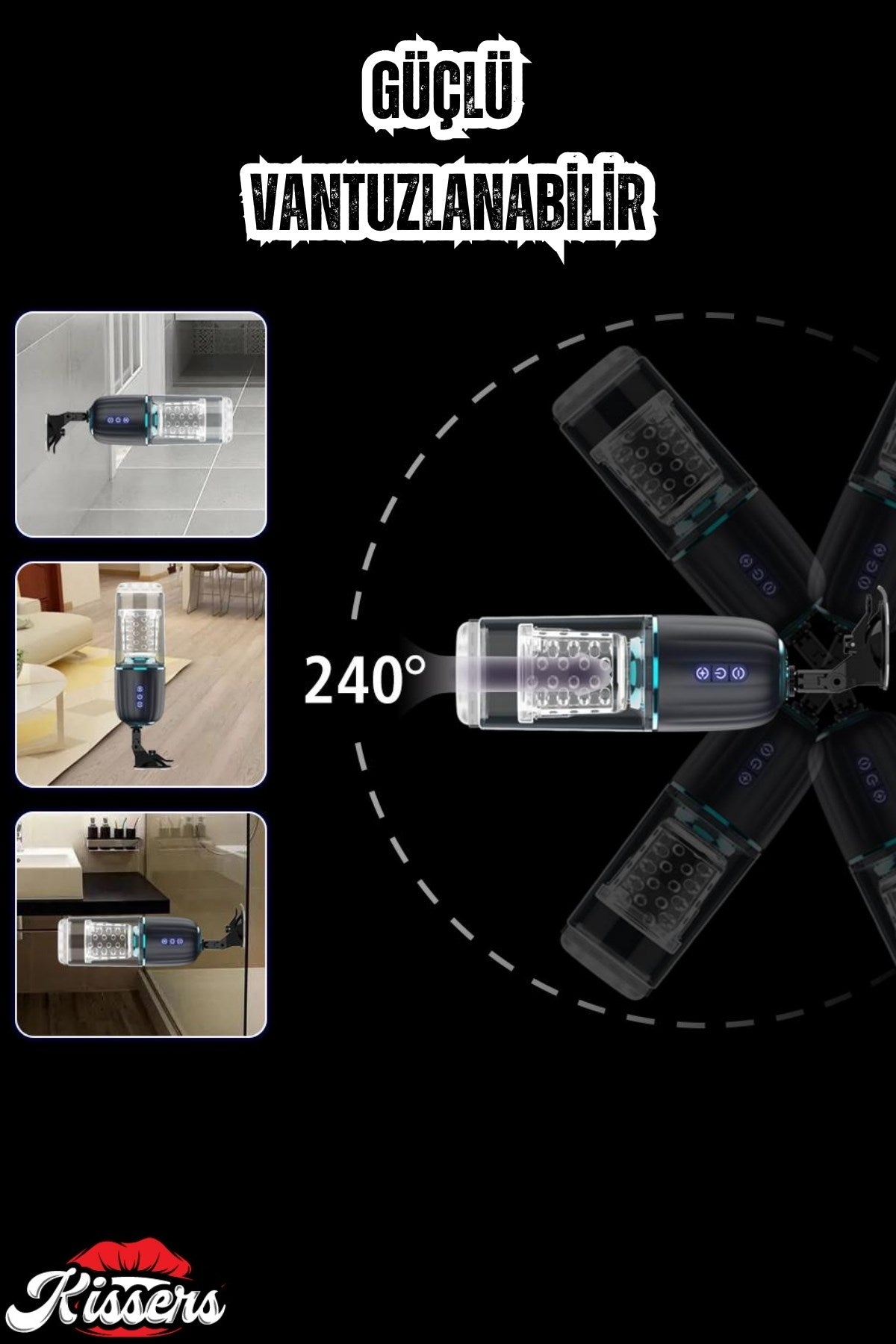 İleri Geri ve 360° Dönme Rotasyon Hareketli Vantuzlu Tam Otomatik Mastürbatör