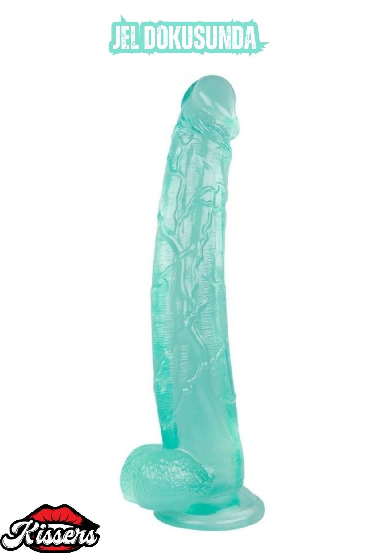 Ultra Realistik Damarlı Bükülebilir Vantuzlanabilir Jel Dokusunda Yeşil Dildo Penis 30 Cm