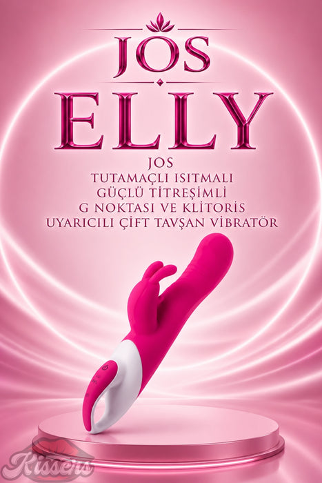 Jos Elly Tutamaçlı Isıtmalı Güçlü Titreşimli G Noktası ve Klitoris Uyarıcılı Çift Tavşan Vibratör