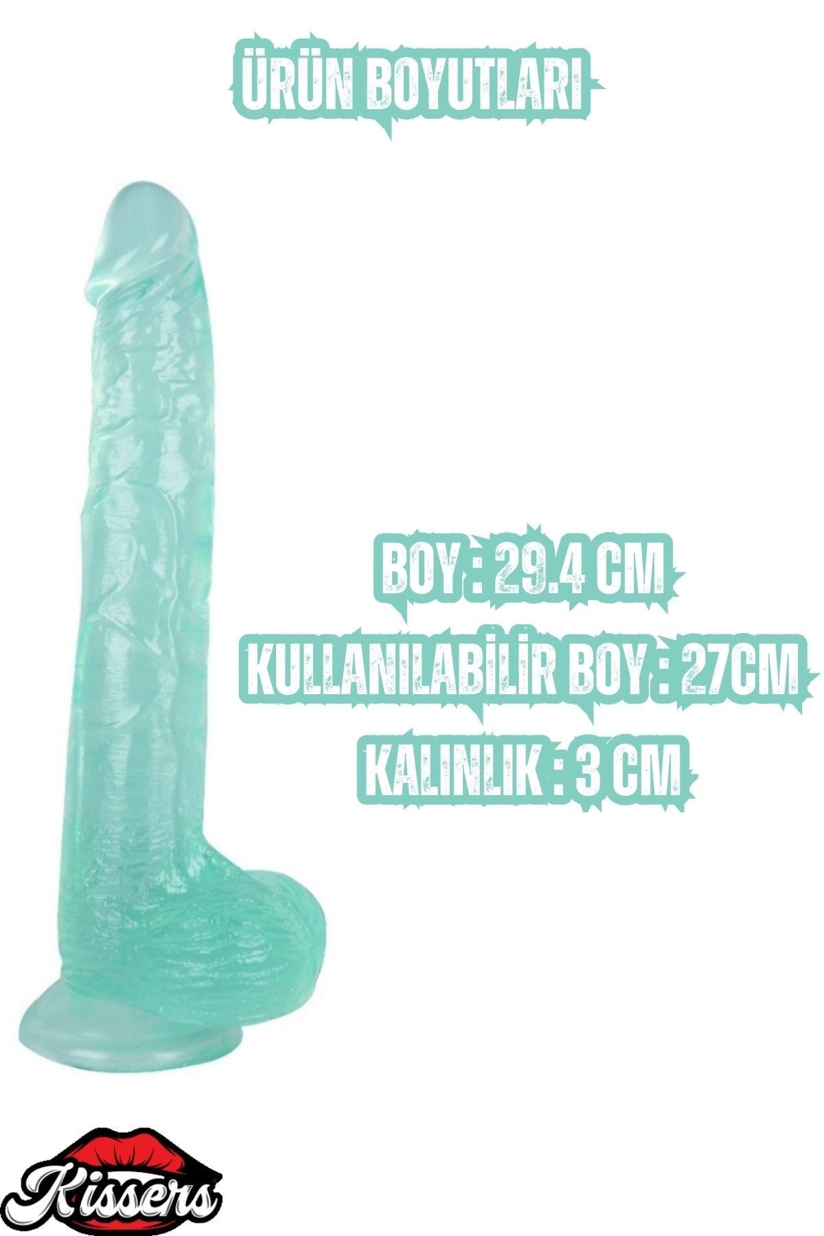 Ultra Realistik Damarlı Bükülebilir Vantuzlanabilir Jel Dokusunda Yeşil Dildo Penis 29.4 Cm