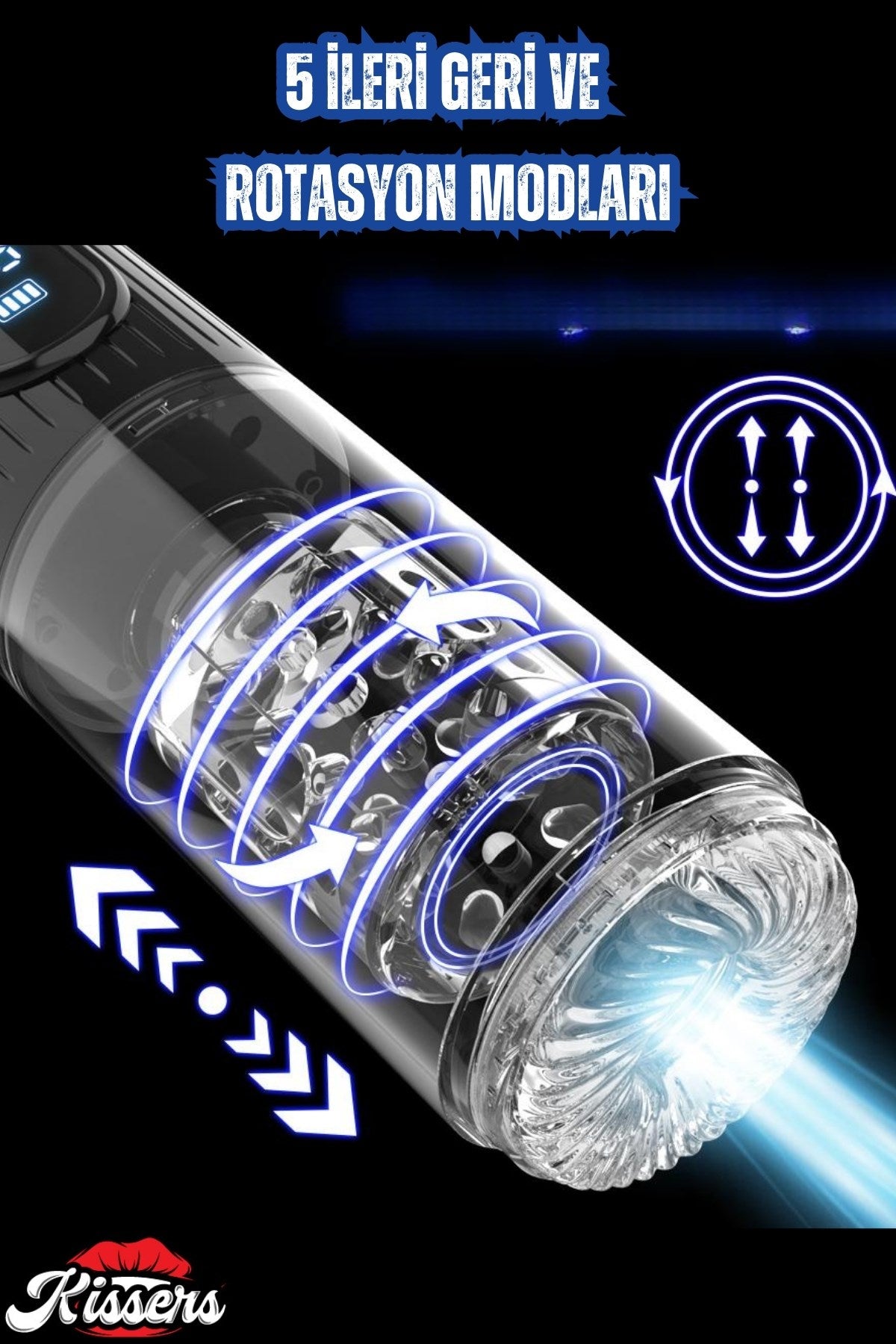 Şarjlı 360° Dönme ve İleri Geri Hareketli Emiş Özellikli Su Geçirmez Tam Otomatik Mastürbatör