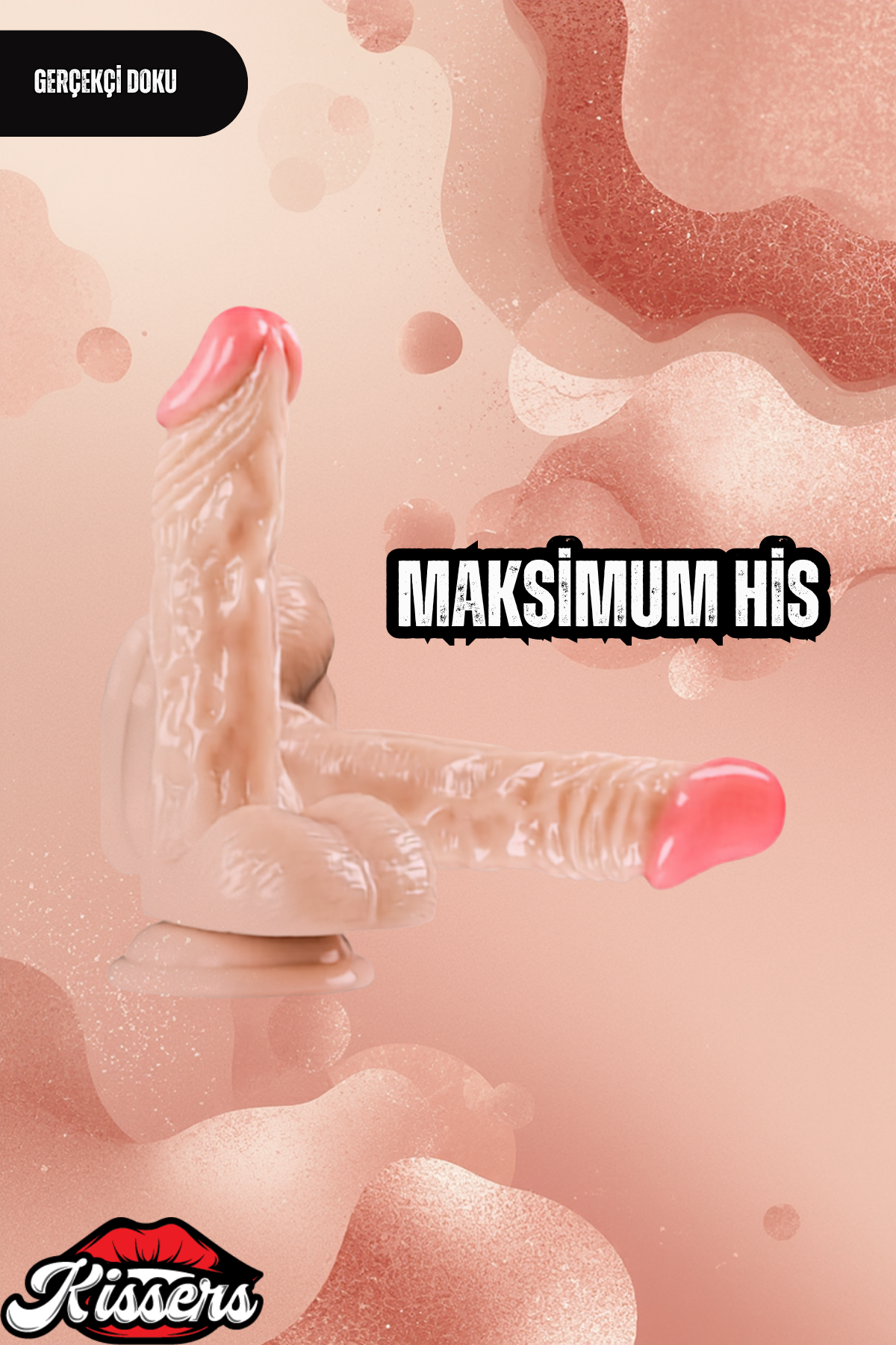 Gerçekçi Realistik Dokuda Vantuzlu Dildo Yapay Sert Penis 18 cm
