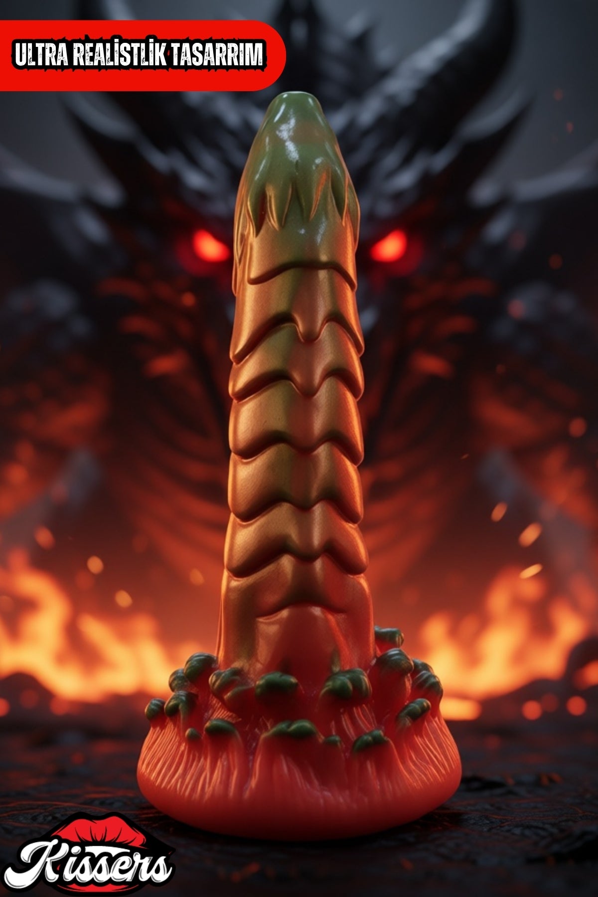 Ultra Gerçekçi Büyük Boy Realistik Kalın Monster Scylla Yeşil Dildo Yapay Penis 19.5 cm