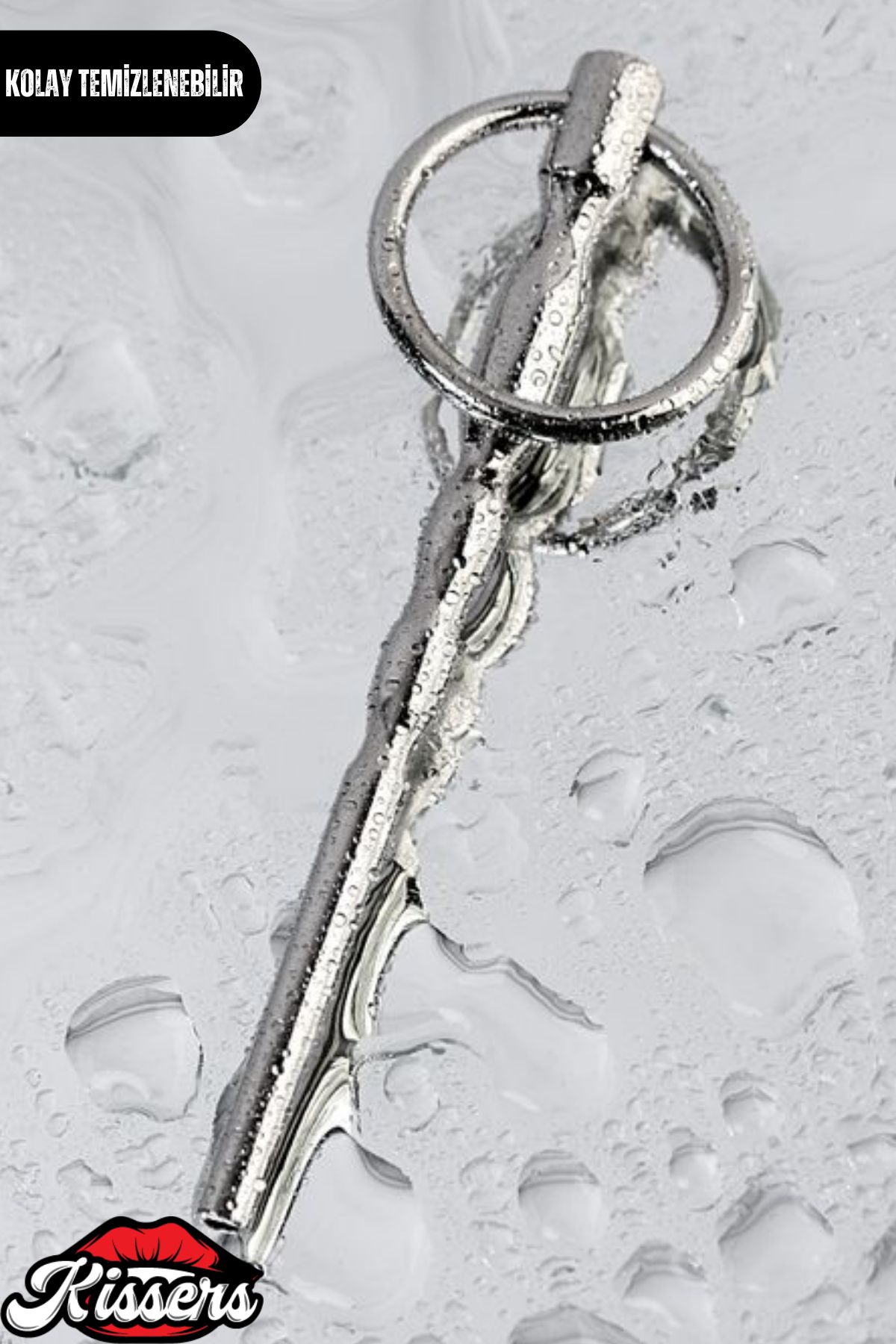 Genişleyen Tasarımlı Paslanmaz Çelik Gümüş Penis Halkalı Üretra Çubuğu 10.5 Cm
