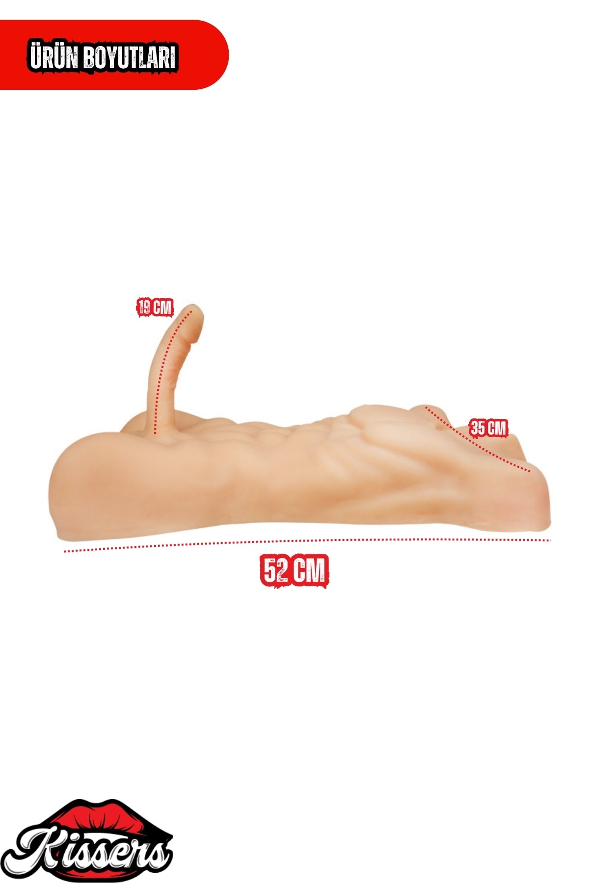 Titreşim Modlu Anal Girişli Erkek Yarım Manken 10.8 Kg 52 cm Beyaz Ten Sex Doll Realistik