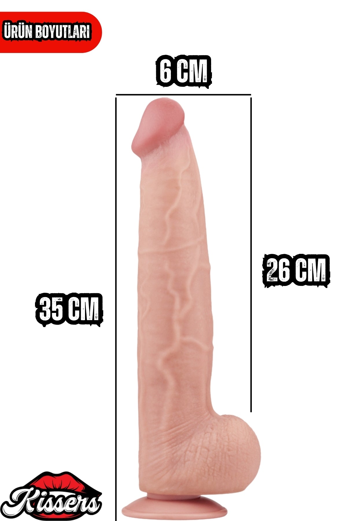 Mega Boy Hareketli Kayar Deri Çift Katmanlı Realistik Dildo Ultra Yumuşak Gerçekçi Titreşimli Yapay Penis 35 cm