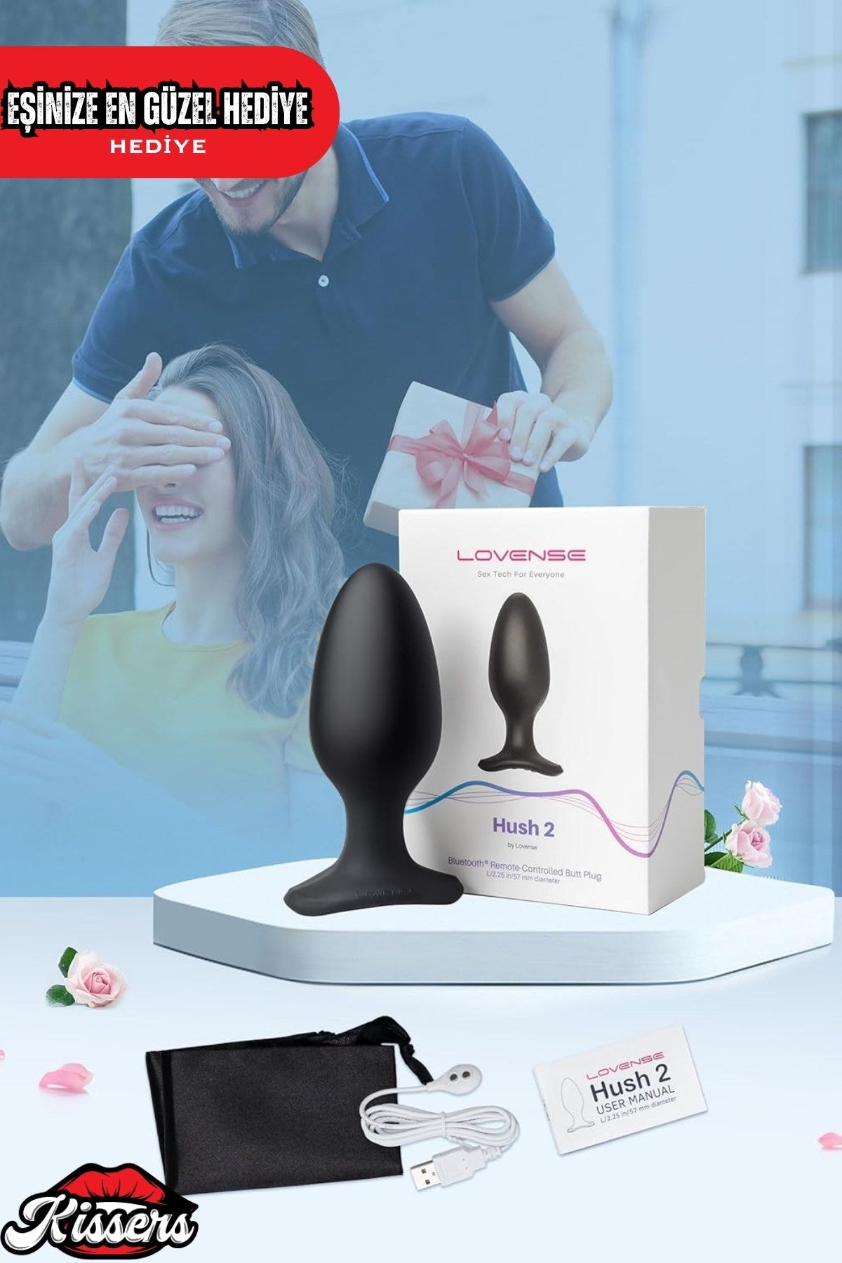 Dünyanin Her Yerinden Kontrol Edilebilen Telefon Uygulamalı Lovense Hush Anal Plug Tıkaç 13.5 Cm