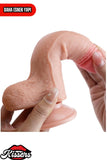 Hareketli Kayar Deri Çift Katmanlı Realistik Dildo Ultra Yumuşak Gerçekçi Titreşimli Yapay Penis 24.5 cm