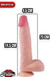 Hareketli Kayar Deri Çift Katmanlı Realistik Dildo Ultra Yumuşak Gerçekçi Titreşimli Yapay Penis 24.5 cm