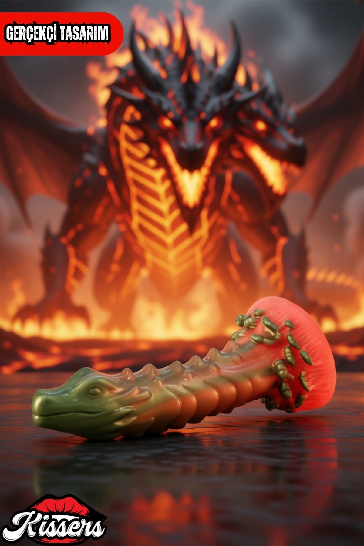 Ultra Gerçekçi Büyük Boy Realistik Kalın Monster Scylla Yeşil Dildo Yapay Penis 19.5 cm