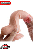 Hareketli Kayar Deri Çift Katmanlı Realistik Dildo Ultra Yumuşak Gerçekçi Titreşimli Yapay Penis 21 cm