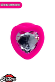 Diamond Heart Gümüş Kalpli Taşlı Silikon Anal Plug 9,5 cm Pembe Medikal Silikon