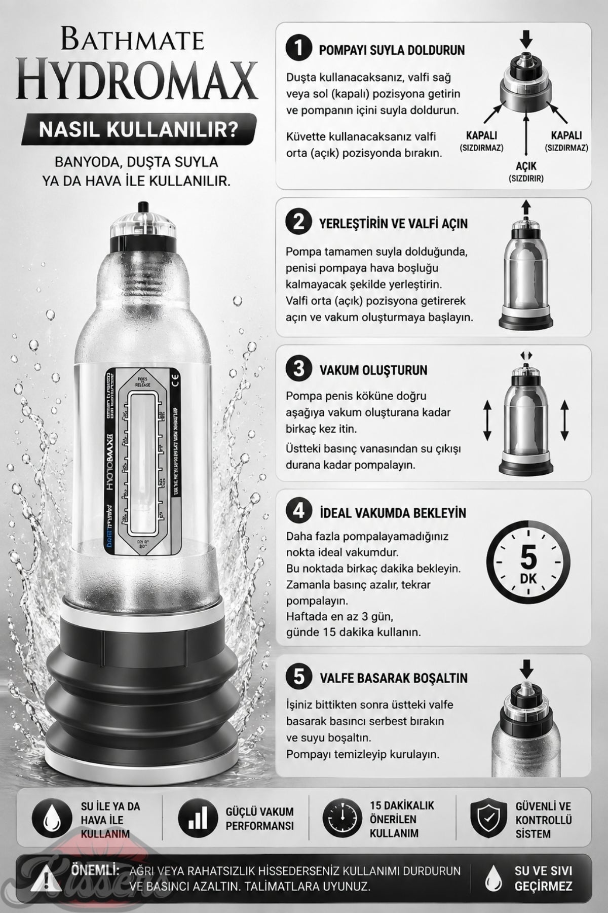 Bathmate Etkili Ultra Güçlü Hidroponik Hydromax 9 Penis Pompası