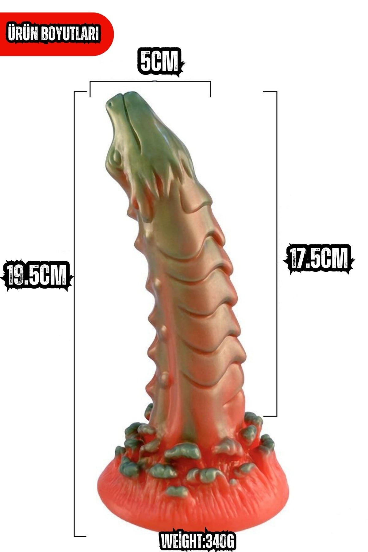 Ultra Gerçekçi Büyük Boy Realistik Kalın Monster Scylla Yeşil Dildo Yapay Penis 19.5 cm