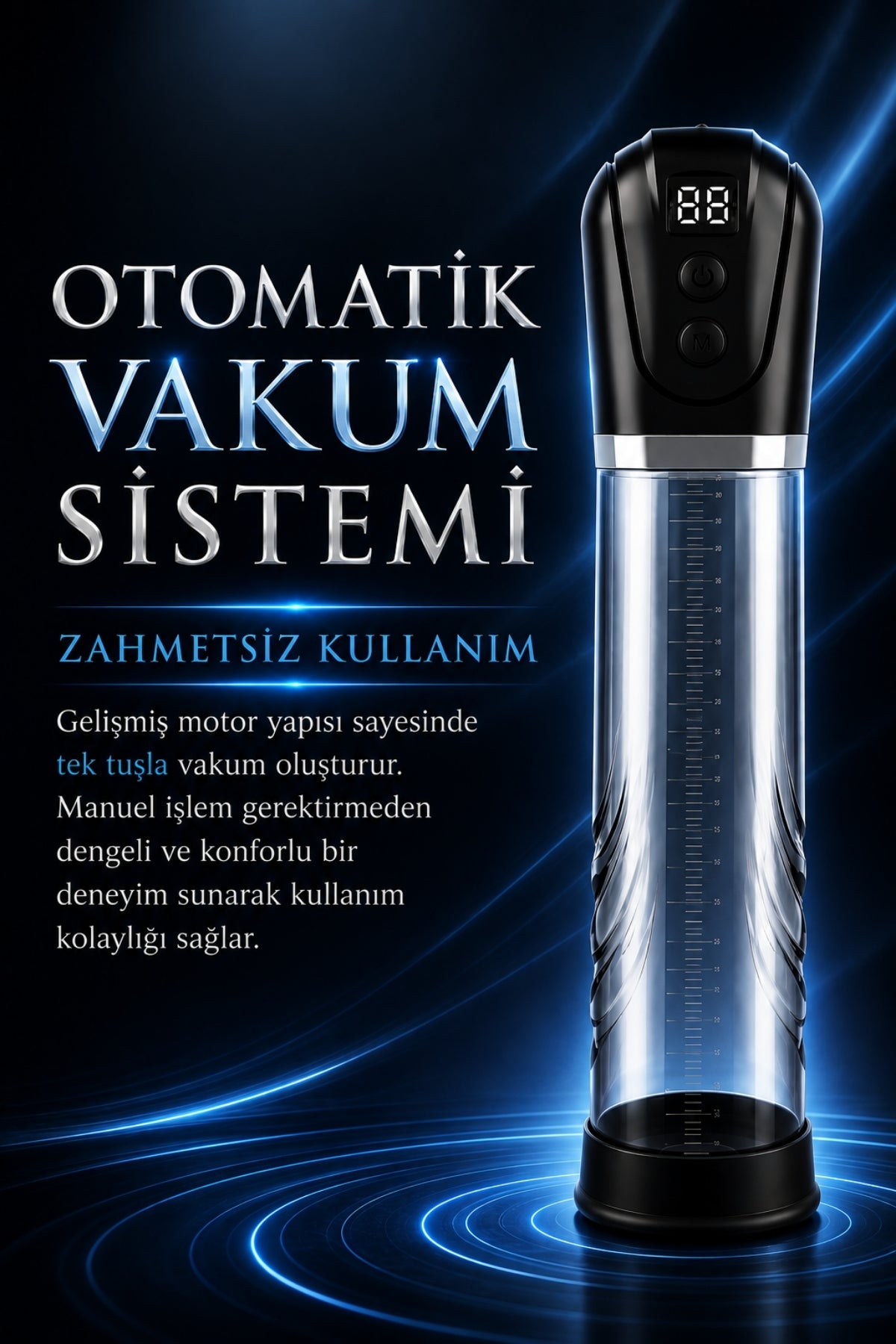 Automatic ML 3 Büyük Hazneli Dijital Ekranlı 3 Modlu Yüksek Performans Manyetik Şarjlı Otomatik Penis Pompası