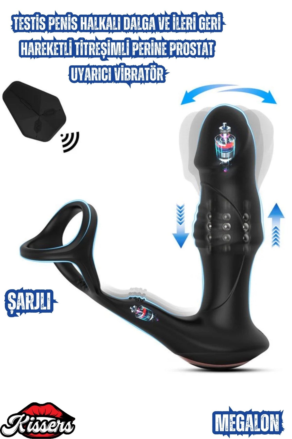 Şarjlı Testis Penis Halkalı Dalga ve İleri Geri Hareketli Titreşimli Perine Uyarıcı Vibratör