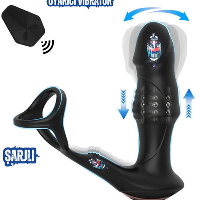 Şarjlı Testis Penis Halkalı Dalga ve İleri Geri Hareketli Titreşimli Perine Uyarıcı Vibratör