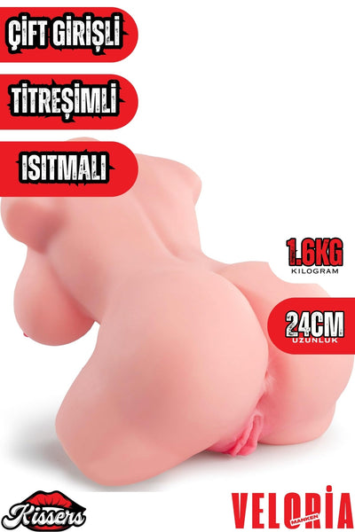 Yeni Nesil Anal Vajinal Titreşimli Isıtmalı 1.6 Kg 24 Cm Beyaz Ten Realistik Manken Mastürbatör