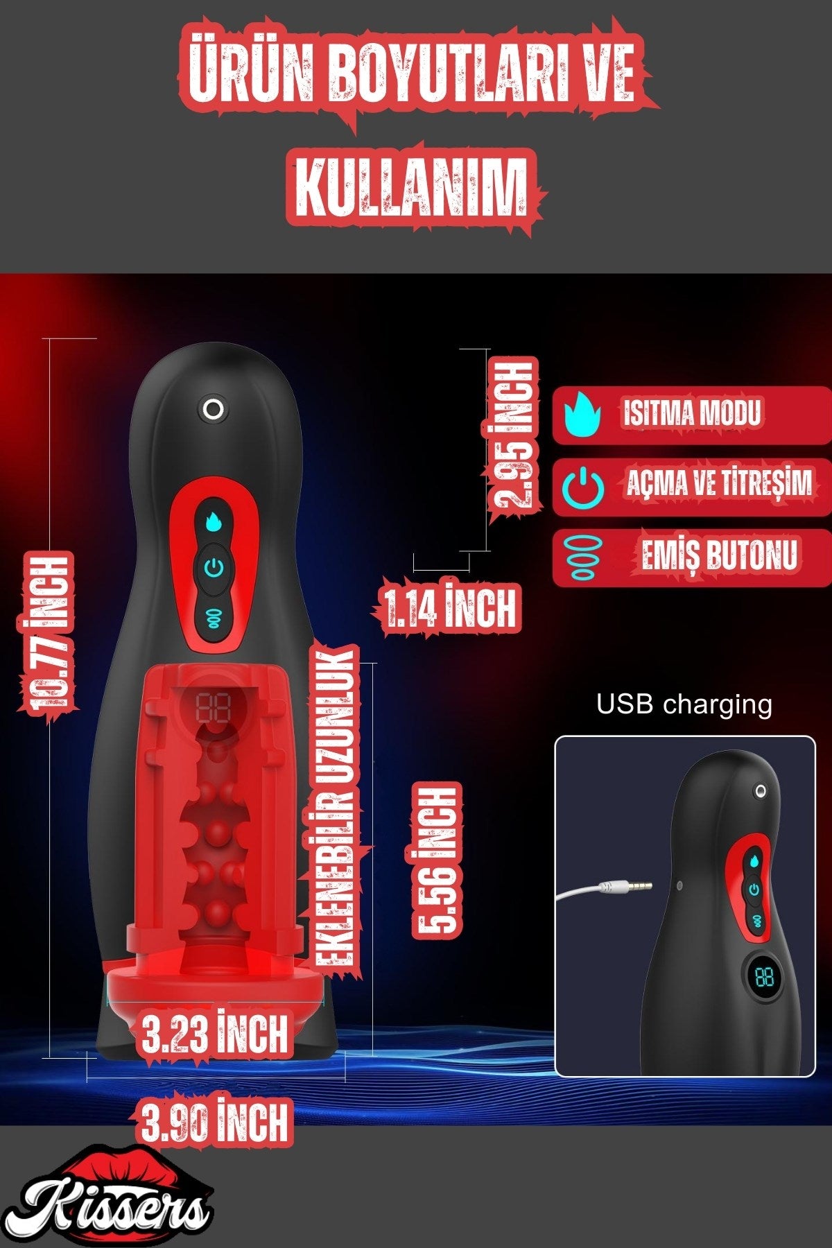 Şarjlı Telefon Tutuculu Isıtmalı Titreşimli Emiş Özellikli Dudak Görünümlü Tam Otomatik Mastürbatör