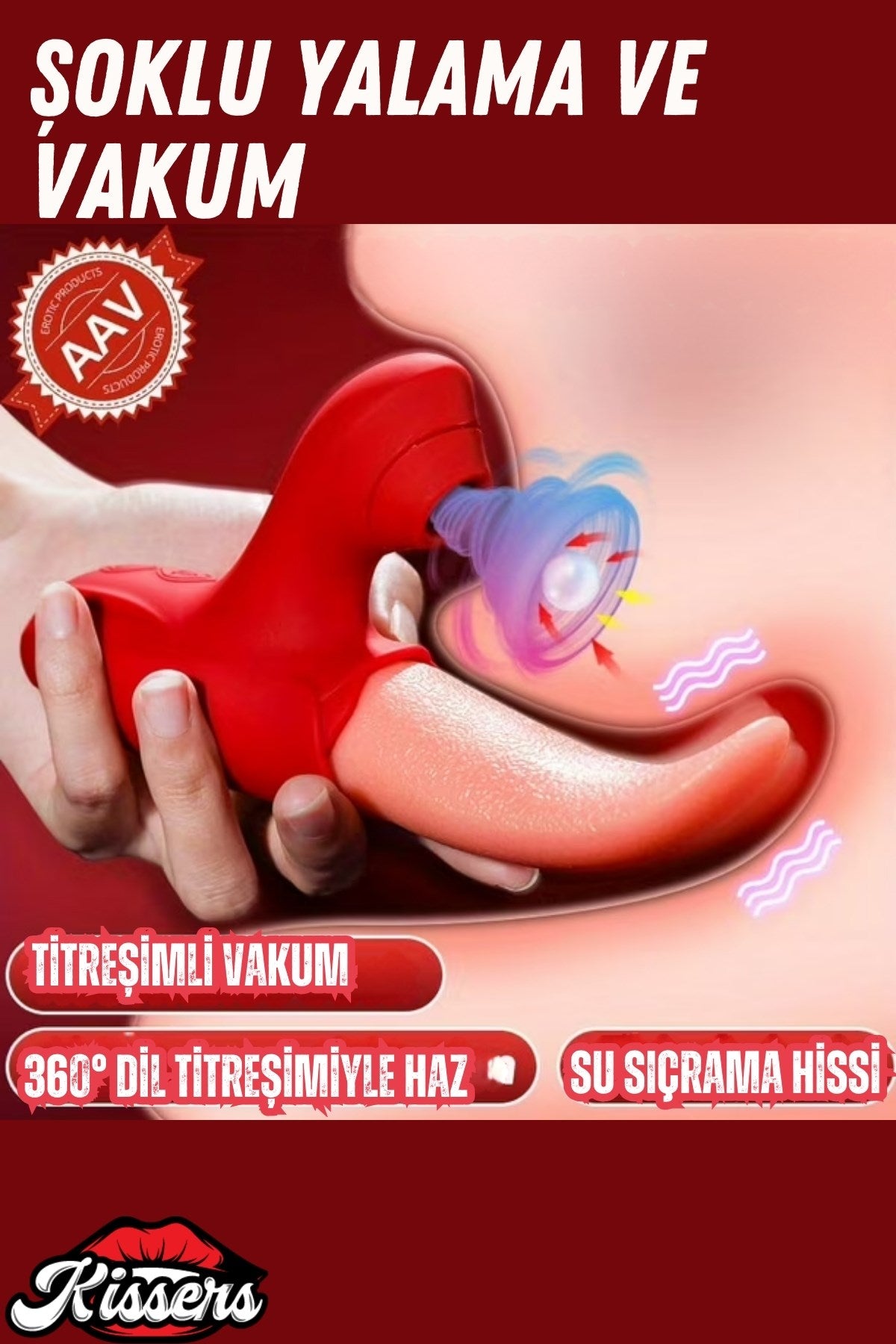 Aşağı Yukarı Dil Hareketli Vakumlu Titreşimli G Noktası Ve Klitoris Uyarıcılı Vibratör