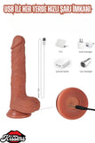 Uzaktan Kumandalı İleri Geri Döner Başlı Titreşimli Realistik Gerçekçi Ten Rengi Dildo Penis 22 Cm