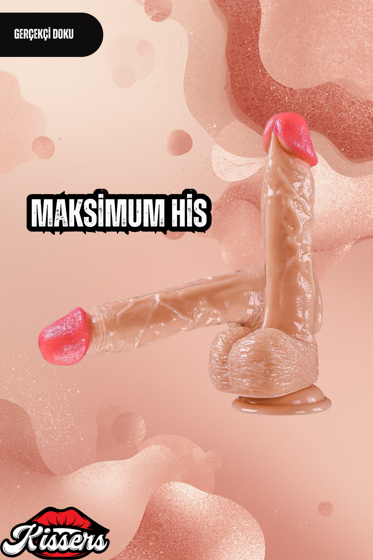 Gerçekçi Realistik Dokuda Vantuzlu Dildo Yapay Sert Penis 21 cm