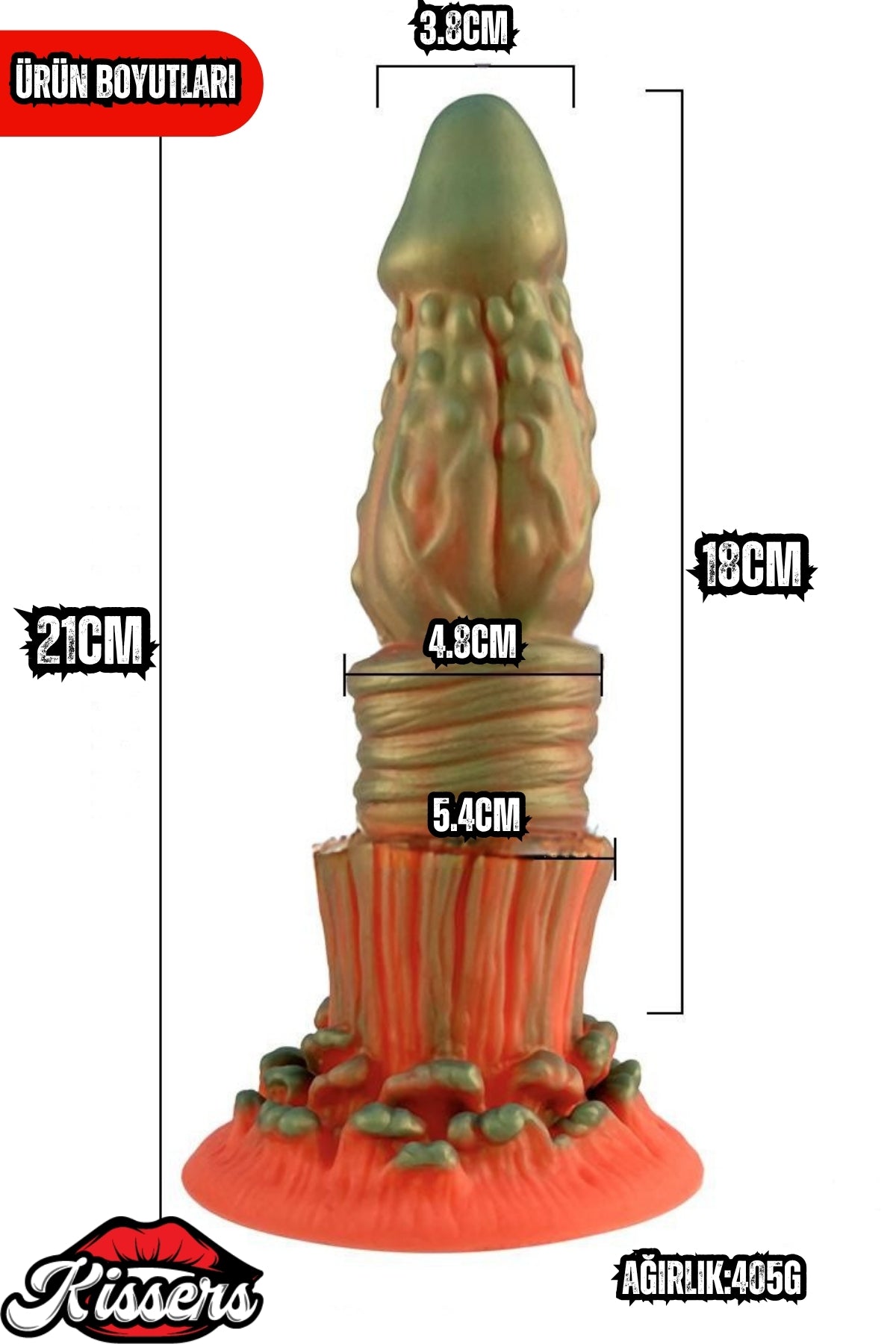 Ultra Gerçekçi Büyük Boy Realistik Kalın Monster Scylla Yeşil Dildo Yapay Penis 21 cm