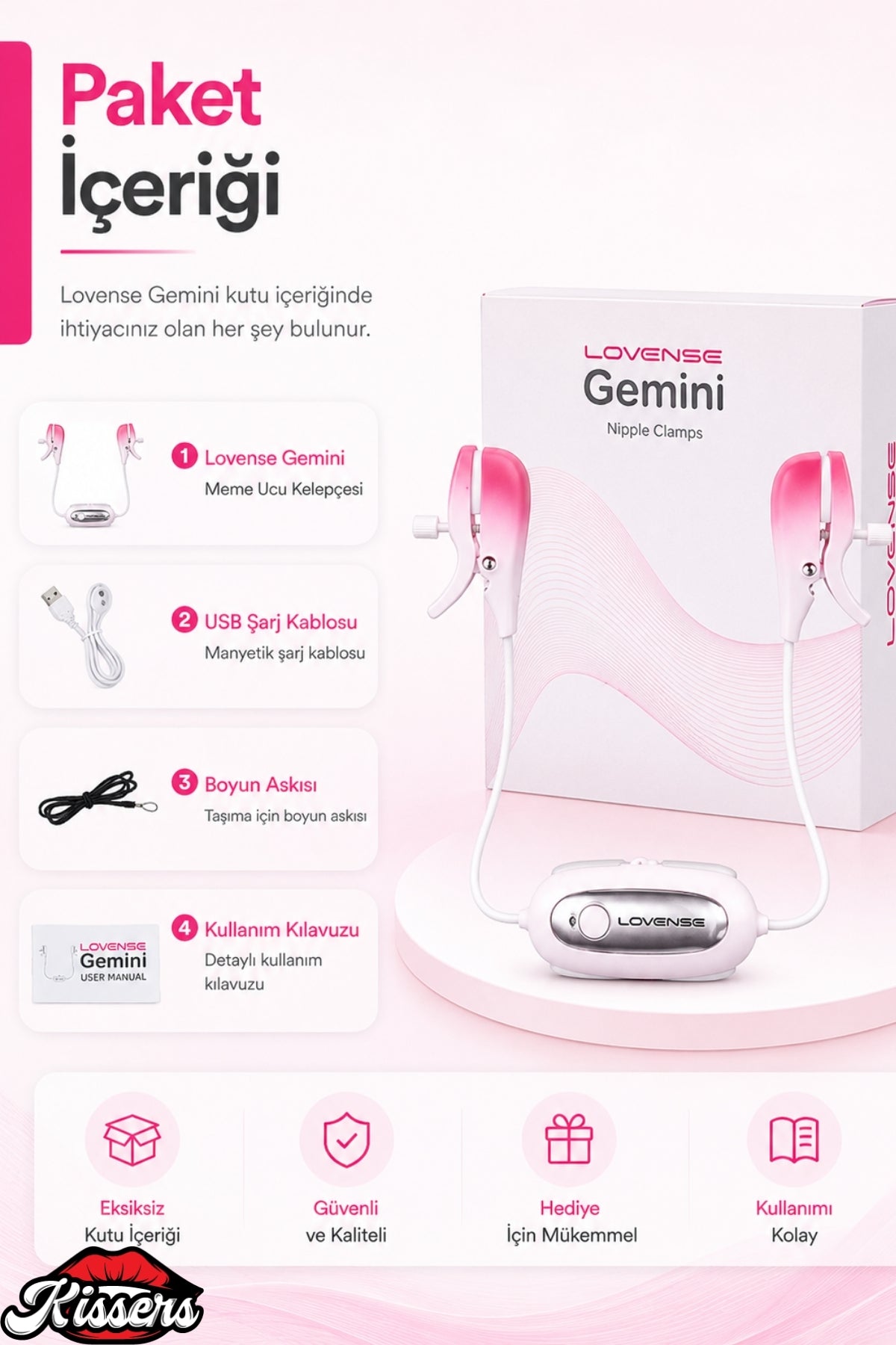 Lovense Gemini Dünyanın Her Yerinden Kontrol Edilebilir Meme Ucu Kelepçesi