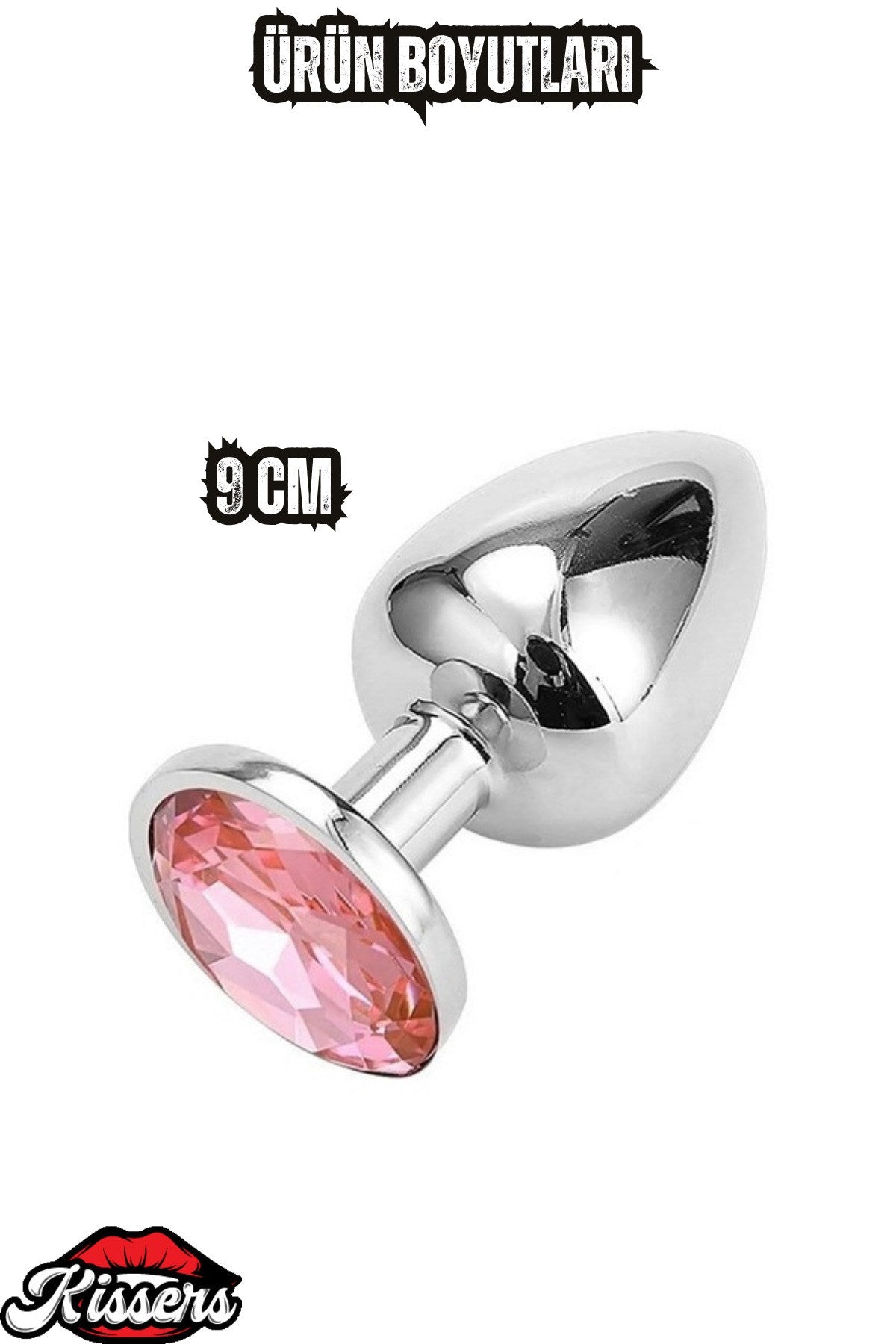 Pembe Medikal Silikon Taşlı Anal Tıkaç Gevşetici Alıştırıcı Plug 9 Cm