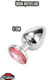 Pembe Medikal Silikon Taşlı Anal Tıkaç Gevşetici Alıştırıcı Plug 9 Cm