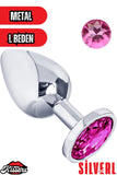 Paslanmaz Çelik  Gümüş Pembe Mücevher Çıkarılabilir Taşlı  9 Cm Lüks Anal Plug Ve Tıkaç
