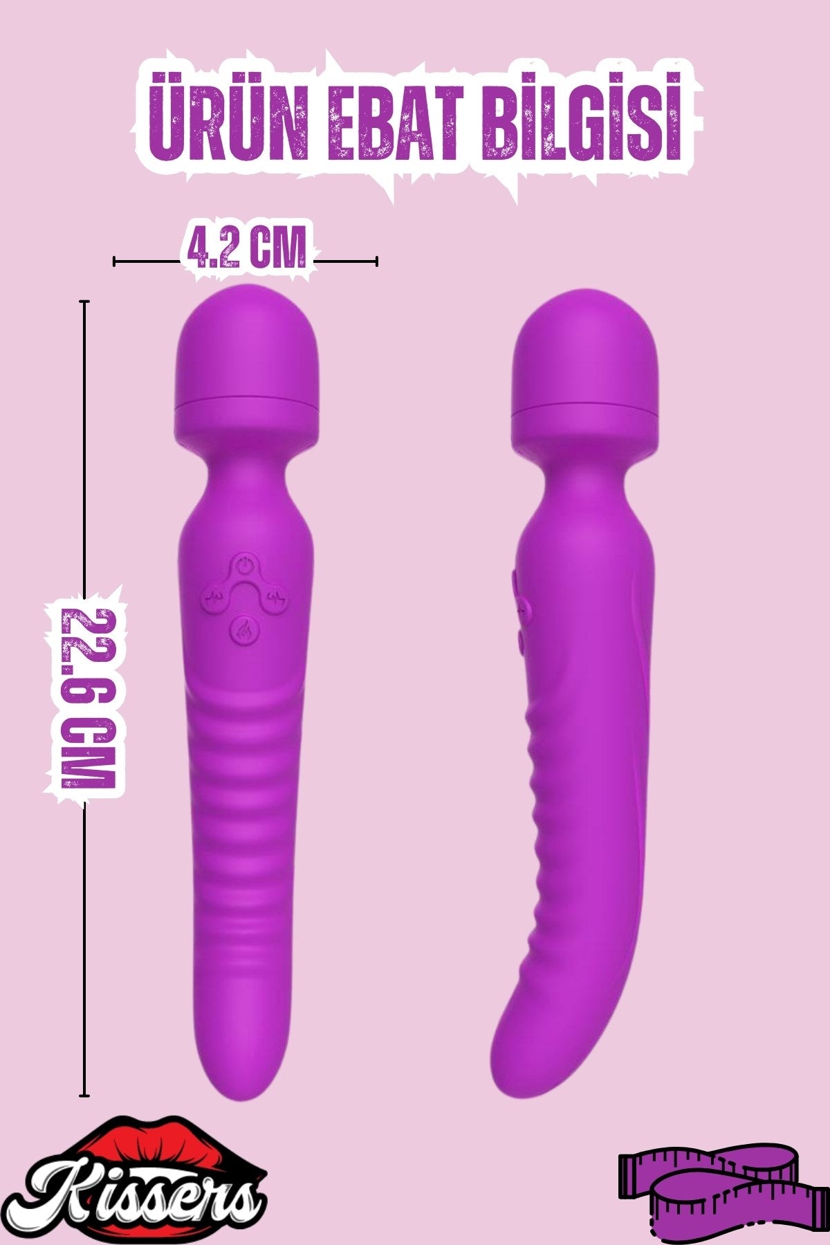 Cinsel Oyuncak Klitoris Uyarıcılı Isıtmalı Çift Titreşim Motorlu Sıvı Geçirmez Vibratör Mor 23 Cm