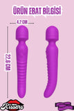 Cinsel Oyuncak Klitoris Uyarıcılı Isıtmalı Çift Titreşim Motorlu Sıvı Geçirmez Vibratör Mor 23 Cm