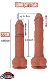 Uzaktan Kumandalı İleri Geri Döner Başlı Titreşimli Realistik Gerçekçi Ten Rengi Dildo Penis 22 Cm