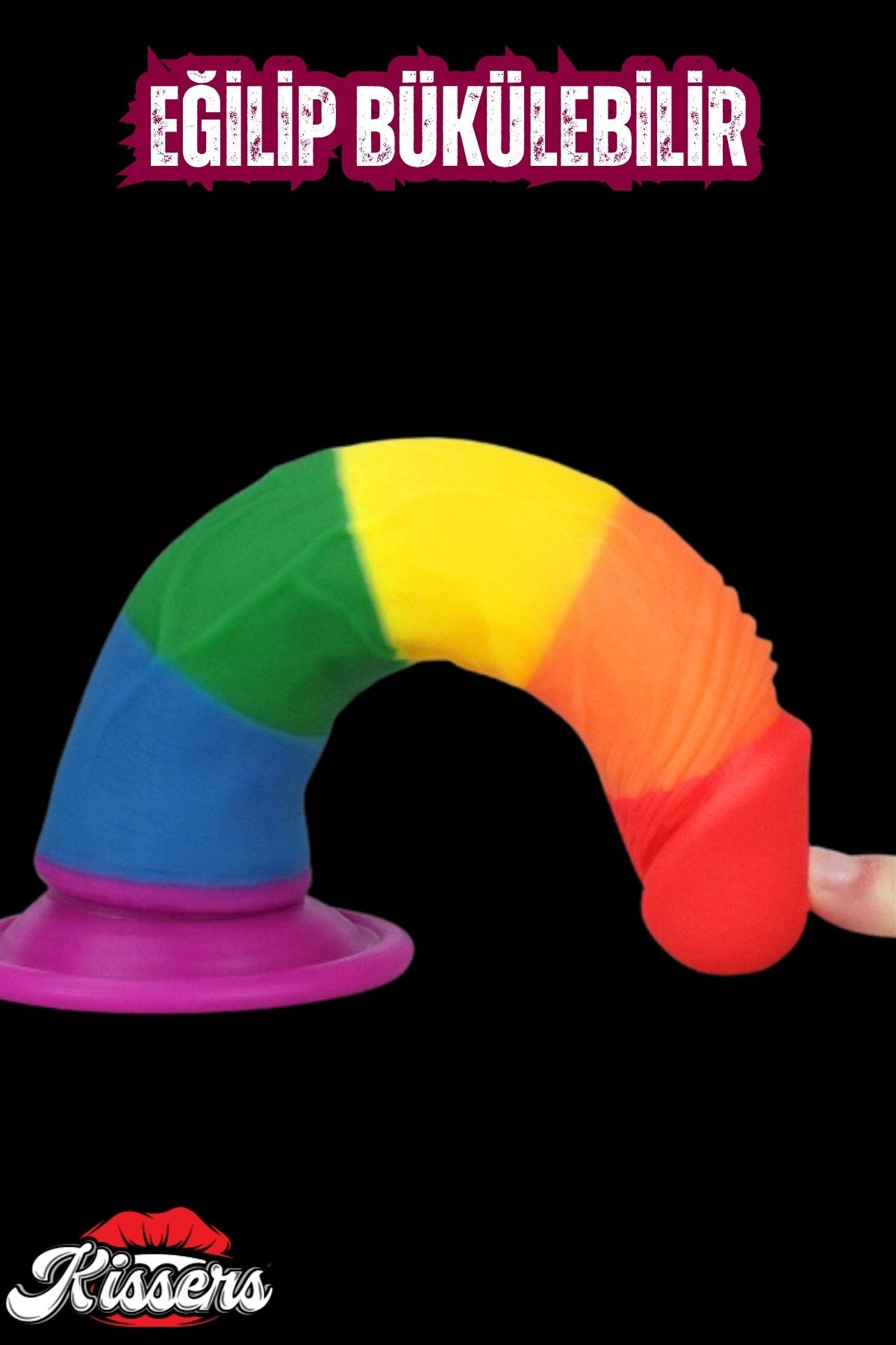 Cinsel Oyuncak Jel Dokusunda Ultra Realistik Gökkuşağı Renkli Yapay Penis Dildo 22.5 Cm