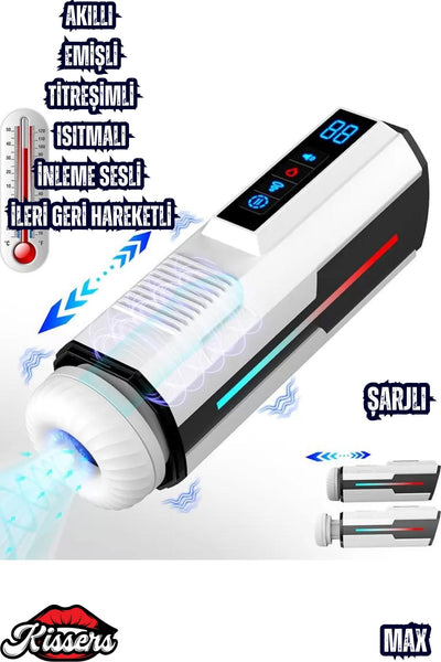 Isıtmalı İnleme Sesli İleri Geri Hareketli Emiş Titreşim Özellikli Suni Vajina Otomatik Mastürbatör