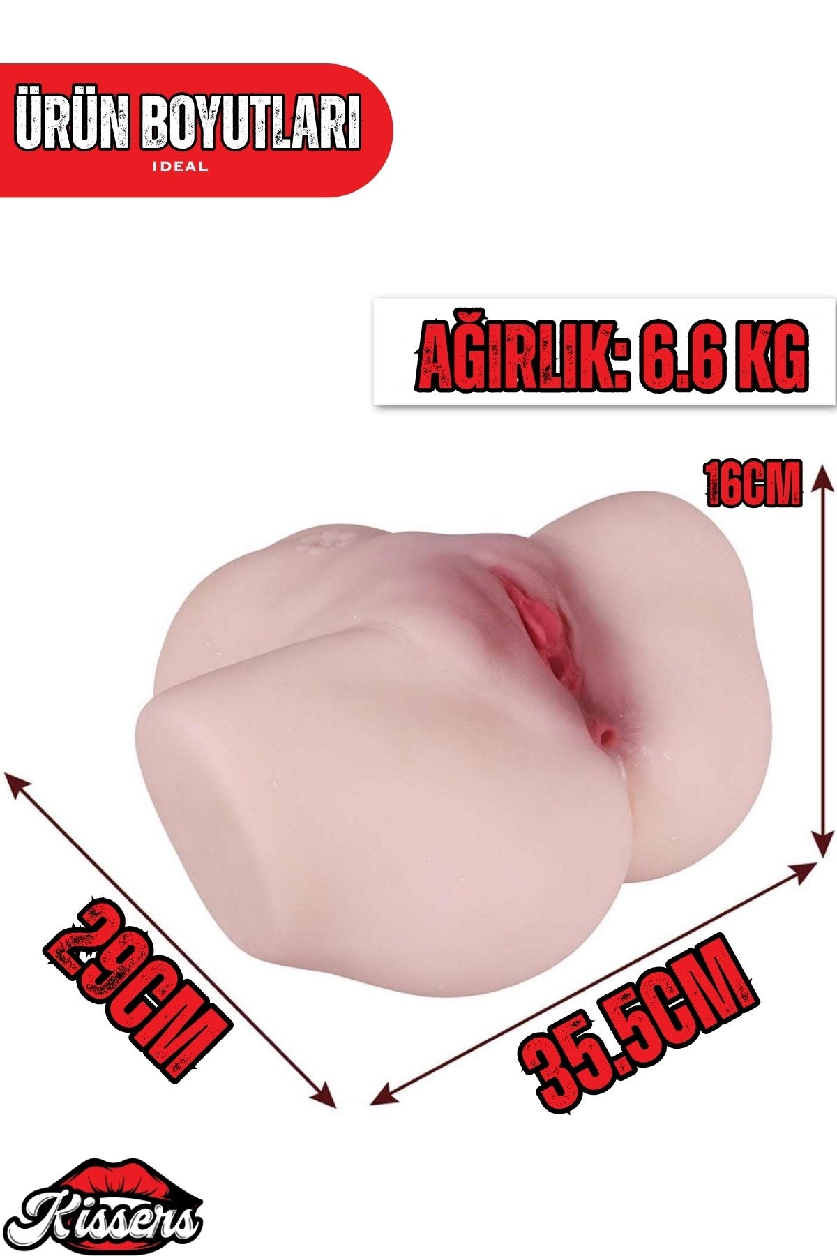Yeni Nesil Anal Vajinal Titreşimli Isıtmalı 6.6 Kg 35.5 Cm Çift Girişli Ultra Realistik Kalça