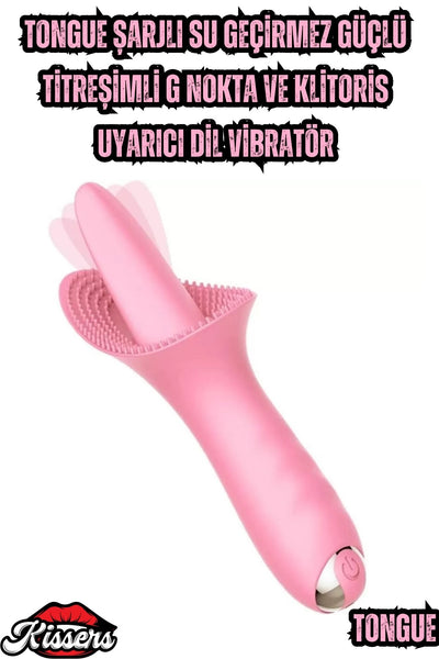 Şarjlı Su Geçirmez Güçlü Titreşimli G Nokta ve Klitoris Uyarıcı Dil Vibratör