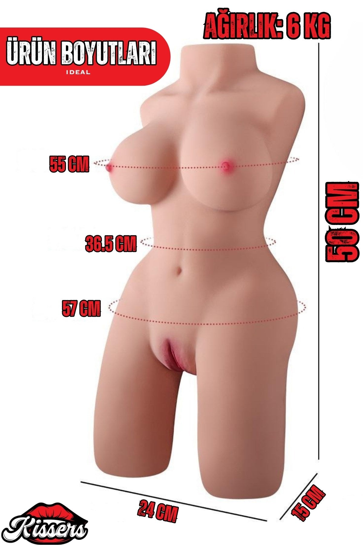 Yeni Nesil Anal Vajinal Titreşimli Isıtmalı 6 Kg 50 Cm Beyaz Ten Realistik Manken Mastürbatör