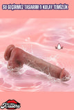 Isıtmalı İleri Geri Hareketli Titreşimli Ultra Realistik Mega Kalın Melez Dildo Penis Vibratör 29 Cm