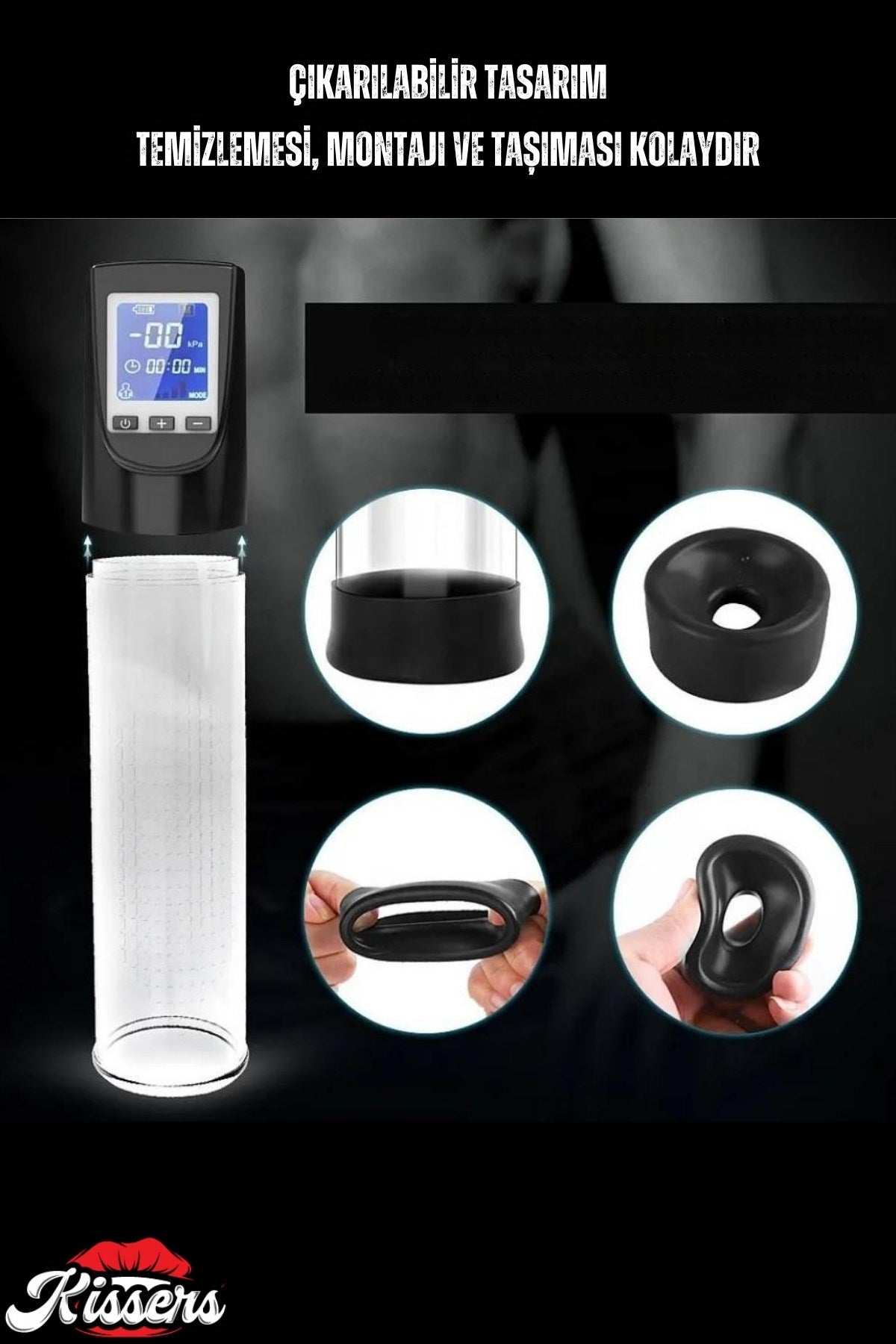 Şarjlı LCD Ekran Dijital Göstergeli Profesyonel Akıllı Tam Otomatik Penis Vakum Pompası