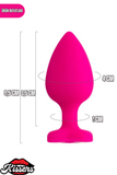 Diamond Heart Gümüş Kalpli Taşlı Silikon Anal Plug 9,5 cm Pembe Medikal Silikon