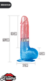 Lovetoy Ultra Realistik Mavi Pembe Şeffaf Dazzle Studs Dildo Penis 20 cm