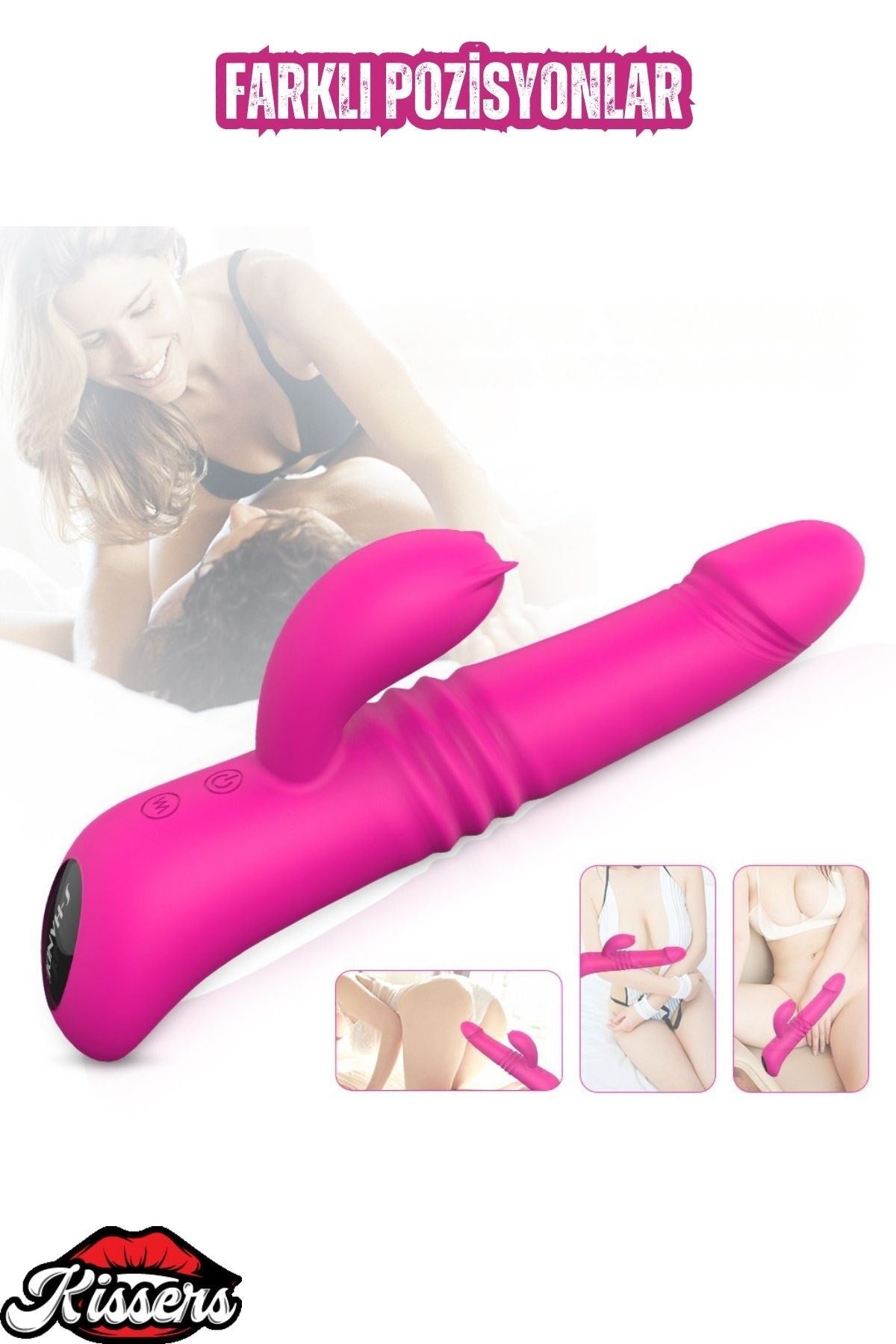 İleri Geri ve Dönme Hareketli Isıtmalı ve Titreşimli Klitoris Uyarıcı Rabbit Vibratör 21 Cm