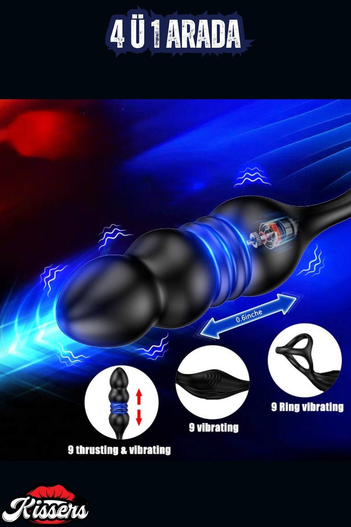 Şarjlı Uzaktan Kumandalı İleri Geri Hareketli Penis Halkalı Boğumlu Perine Uyarıcı Vibratör