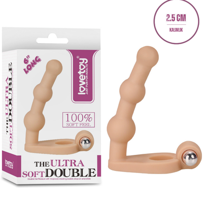Lovetoy Penis Halkalı Klitoris Uyarıcı The Soft Double Boncuk Anal Penetratör Titreşimli 15 cm