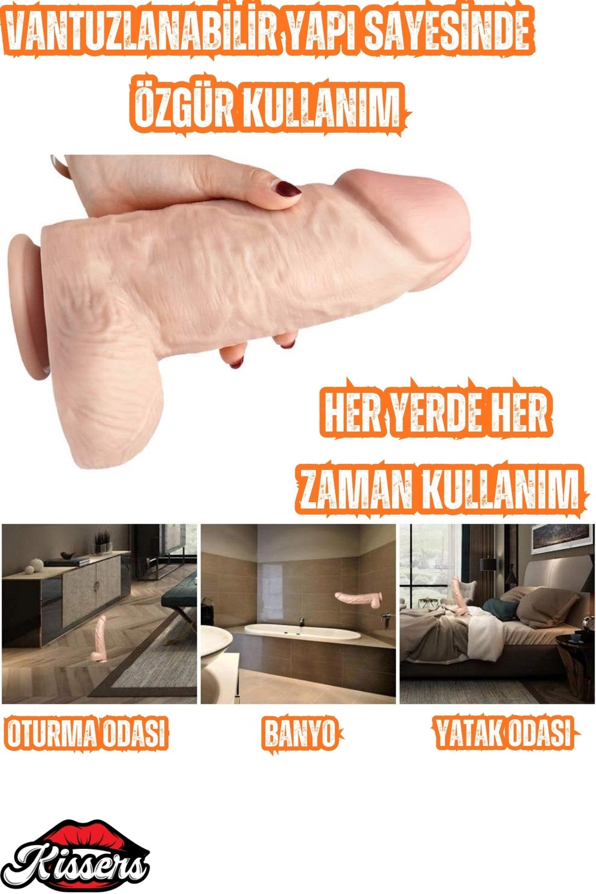 Cinsel Oyuncak Vantuzlanabilir Ultra Realistik Büyük Boy Kalın Dildo Penis 23 Cm