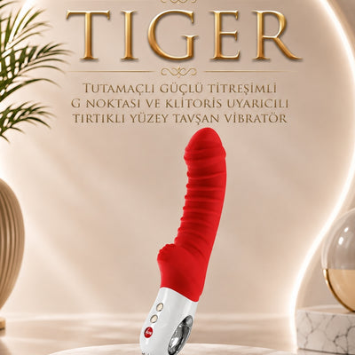 Fun Factory Tiger Tutamaçlı Güçlü Titreşimli G Noktası ve Klitoris Uyarıcılı Tırtıklı Yüzey Tavşan Vibratör