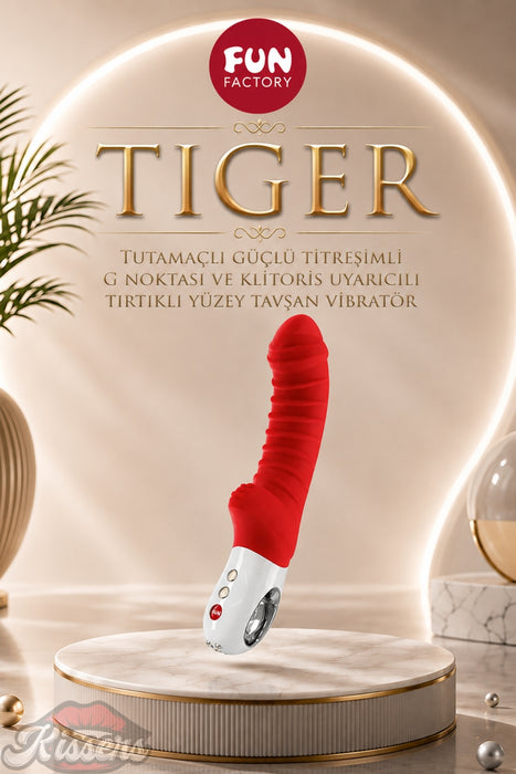 Fun Factory Tiger Tutamaçlı Güçlü Titreşimli G Noktası ve Klitoris Uyarıcılı Tırtıklı Yüzey Tavşan Vibratör